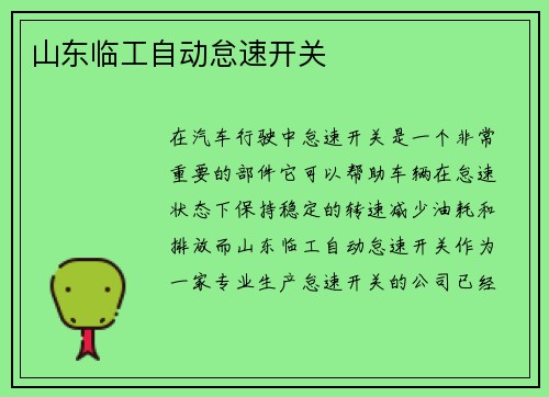 山东临工自动怠速开关