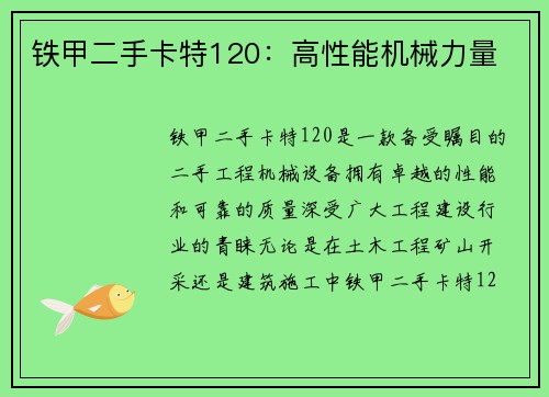 铁甲二手卡特120：高性能机械力量