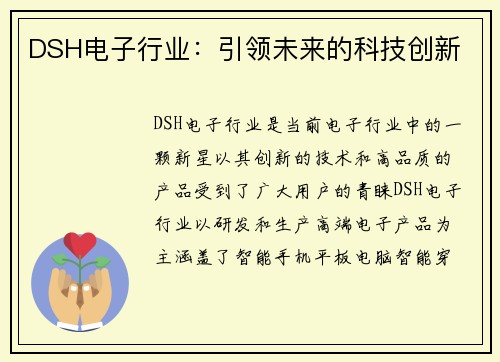 DSH电子行业：引领未来的科技创新